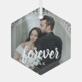Personalized Wedding Photo Valentine’s Ornament Aus Glas (Vorderseite)