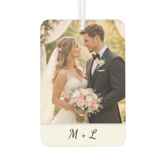 Personalized Wedding Photo With Initials  Autolufterfrischer (Rückseite)
