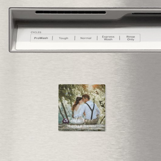 Personalized Wedding Photo With Modern Calligraphy Magnet (In Situ (Geschirrspüler))