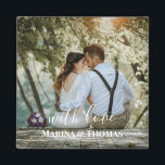 Personalized Wedding Photo With Modern Calligraphy Magnet<br><div class="desc">The design has white rectangular frame on the lower side and modern calligraphy texts which can be customized to your preference. Replace the picture in the center with your own wedding photo. It will make a lovely custom made wedding favor gifts for your guests or for your own keepsake.</div>