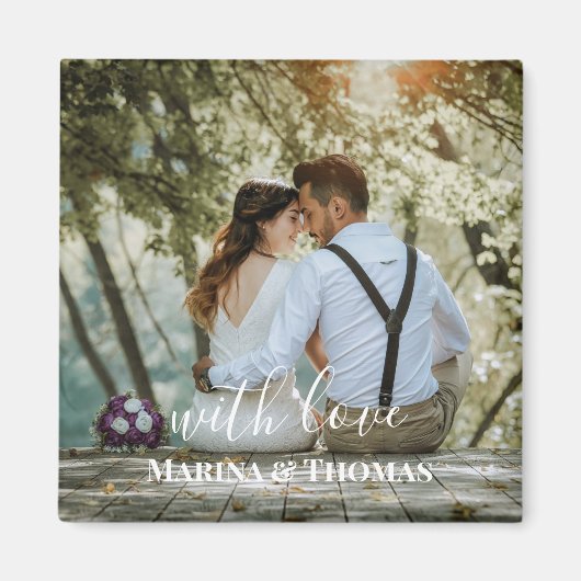 Personalized Wedding Photo With Modern Calligraphy Magnet (Vorne)