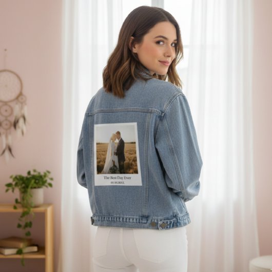 Personalized Wedding Polaroid Photo Denim Jacket Jeansjacke