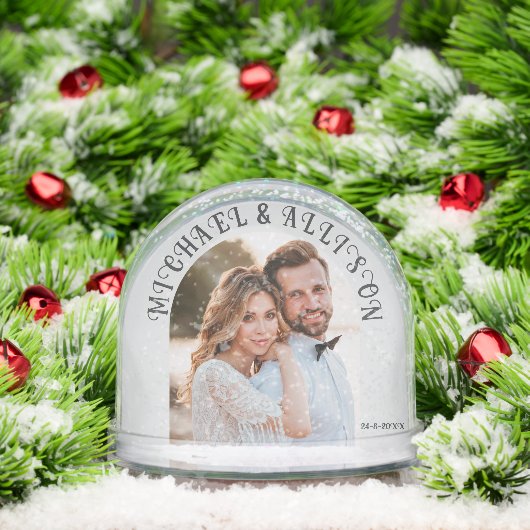 Personalized Wedding Snow Globe – 2 Photo Keepsake Schneekugeln (Weihnachten)