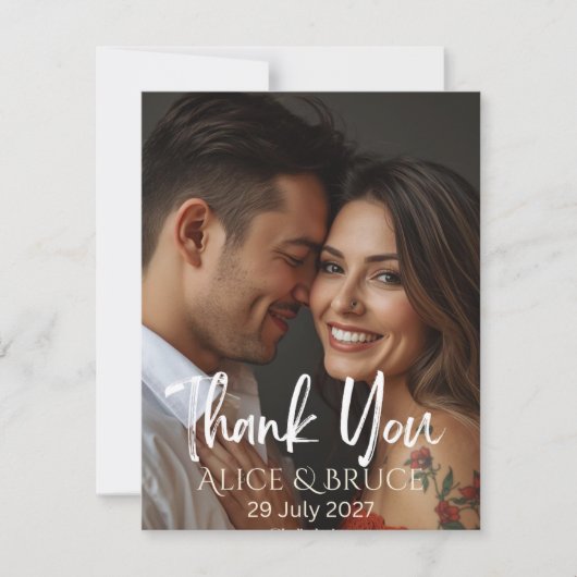 Personalized Wedding Thank You Card with Photo  Dankeskarte (Vorderseite)