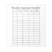 Personalized Weekly Expense Tracker Notepad Notizblock (Vorderseite)