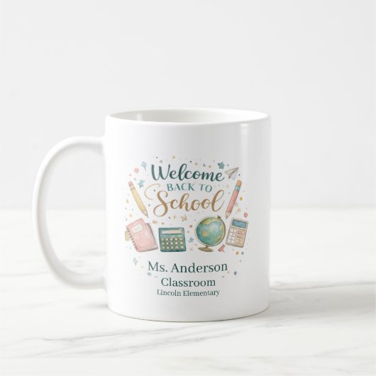 Personalized Welcome Back to School Teacher Kaffeetasse (Links)
