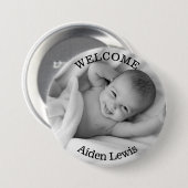 Personalized Welcome New Baby Foto Button (Vorne & Hinten)