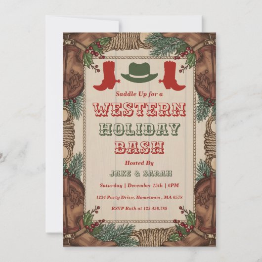 Personalized Western Christmas Holiday Party Einladung (Vorderseite)