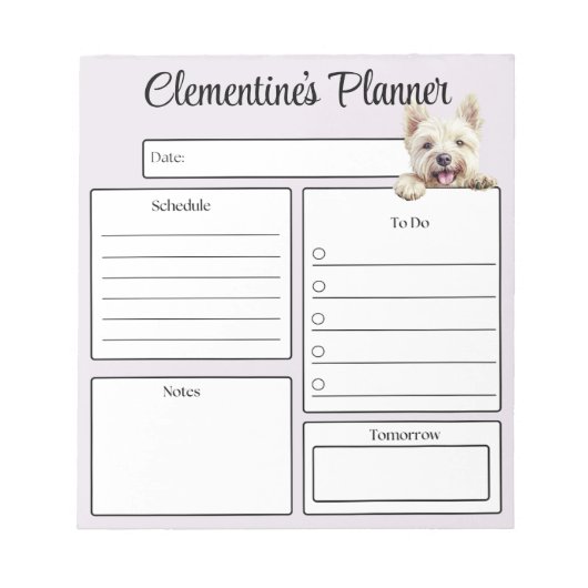 Personalized Westie Daily Planner Notizblock (Vorderseite)