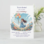 Personalized Whimsical Anime Girl 8th Birthday Par Einladung (Stehend Vorderseite)