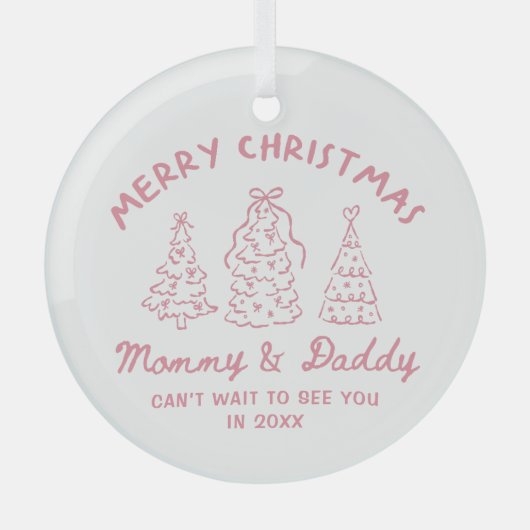 Personalized Whimsical Baby Announcement Ornament Aus Glas (Vorderseite)
