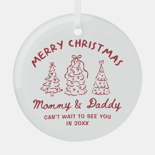 Personalized Whimsical Baby Announcement Ornament Aus Glas (Vorderseite)