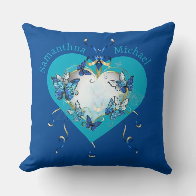 Personalized Whimsical Butterflies Heart Kissen (Vorderseite)