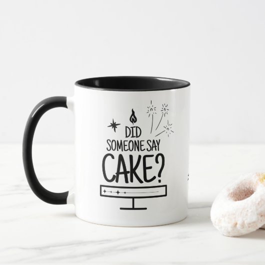 Personalized Whimsical Cake Lover Typography White Tasse (Mit Donut)