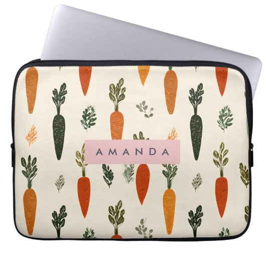 Personalized Whimsical Carrot Patch Rustic Laptopschutzhülle (Vorderseite)