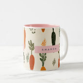 Personalized Whimsical Carrot Patch Rustic Zweifarbige Tasse (VorderseiteRechts)
