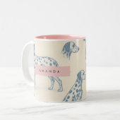 Personalized Whimsical Charming Dalmatian Pattern Zweifarbige Tasse (Vorderseite Links)