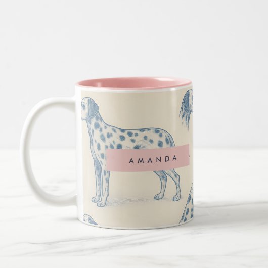 Personalized Whimsical Charming Dalmatian Pattern Zweifarbige Tasse (Links)