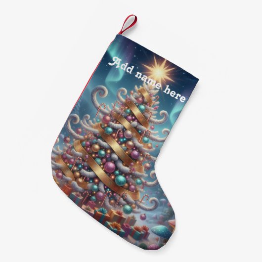 Personalized Whimsical Christmas Tree - Kleiner Weihnachtsstrumpf (Vorderansicht (hängend))