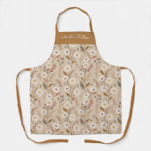 Personalized Whimsical Daisy Pattern Brown Beige Schürze (Vorderseite)