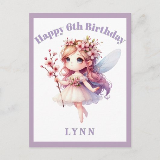 Personalized Whimsical Floral Fairy Feiertagspostkarte (Vorderseite)