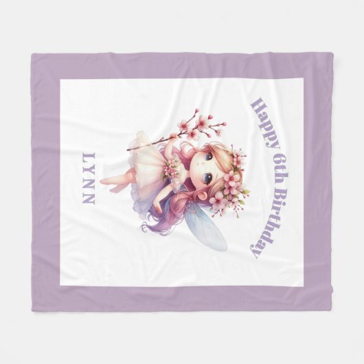 Personalized Whimsical Floral Fairy Fleecedecke (Vorderseite (Horizontal))