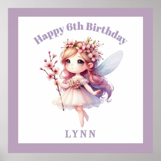 Personalized Whimsical Floral Fairy Poster (Vorne)