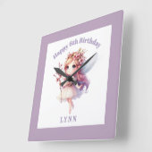 Personalized Whimsical Floral Fairy Quadratische Wanduhr (Winkel)