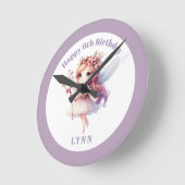 Personalized Whimsical Floral Fairy Runde Wanduhr (Winkel)