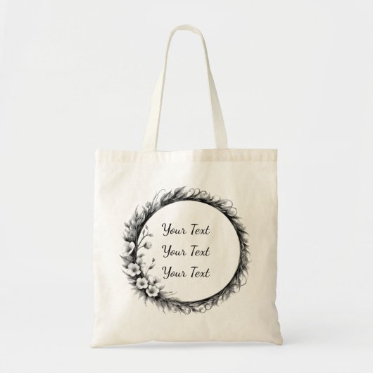 Personalized Whimsical Floral Wreath Tote Tragetasche (Vorne)