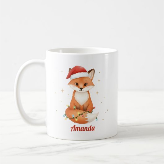 Personalized Whimsical Fox Christmas Mug Kaffeetasse (Links)