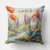 Personalized whimsical gnome flowers pillow kissen (Vorderseite)
