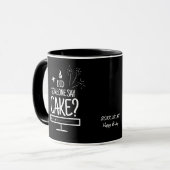 Personalized Whimsical Hand Drawn Cake Quote Black Tasse (Vorderseite Links)
