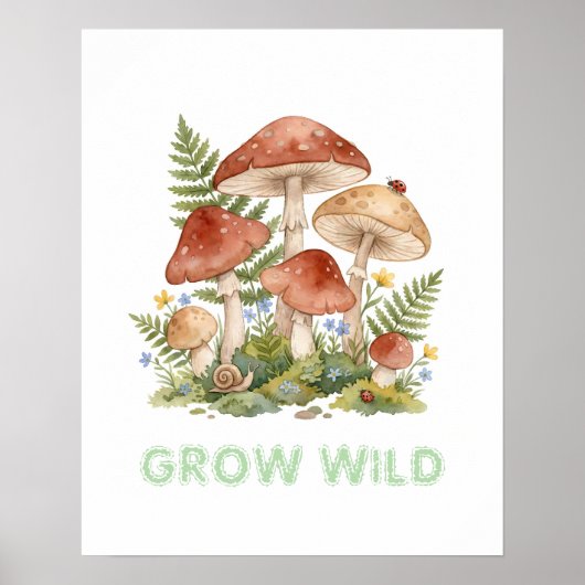 Personalized Whimsical Mushroom Woodland Nursery Poster (Vorne)