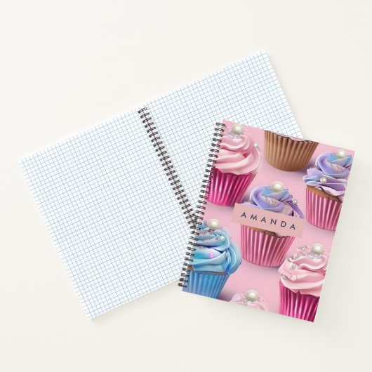 Personalized Whimsical Pastel Cupcake Dreams Notizblock (Innenseite)