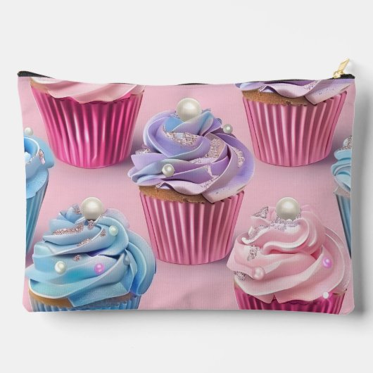 Personalized Whimsical Pastel Cupcake Dreams Zubehörtasche (Rückseite)