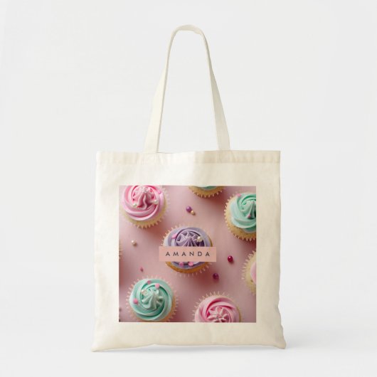Personalized Whimsical Pastel Cupcake Swirl Tragetasche (Vorne)