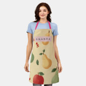 Personalized Whimsical Pear and Apple Pattern Schürze (Getragen)