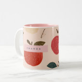 Personalized Whimsical Red Apple Harvest Zweifarbige Tasse (Vorderseite Links)