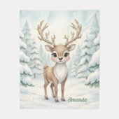 Personalized Whimsical Reindeer Christmas Blanket Fleecedecke (Vorderseite)