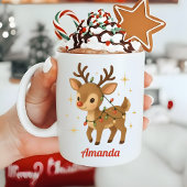 Personalized Whimsical Reindeer Christmas Mug Kaffeetasse