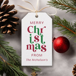 Personalized Whimsical Retro Merry Christmas  Geschenkanhänger