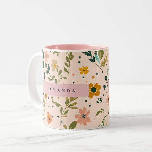 Personalized Whimsical Wildflower Meadow Zweifarbige Tasse