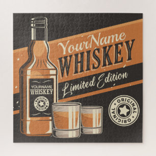 Personalized Whiskey Liquor Bottle Western Bar Puzzle