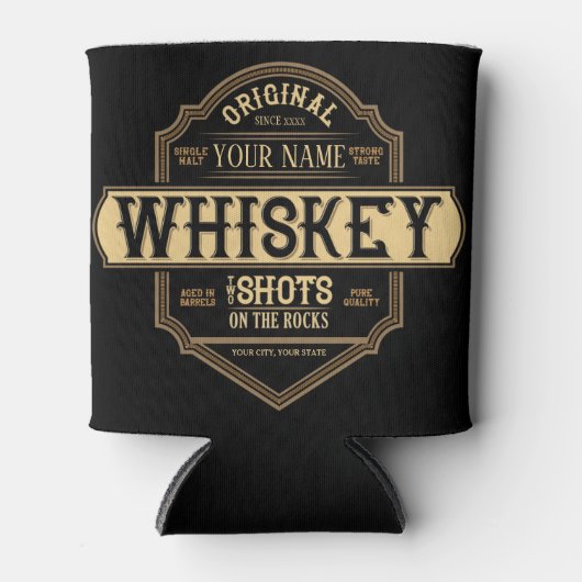 Personalized Whiskey on the Rocks Liquor Label Bar Dosenkühler (Vorderseite)