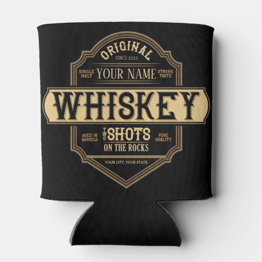 Personalized Whiskey on the Rocks Liquor Label Bar Dosenkühler (Rückseite)