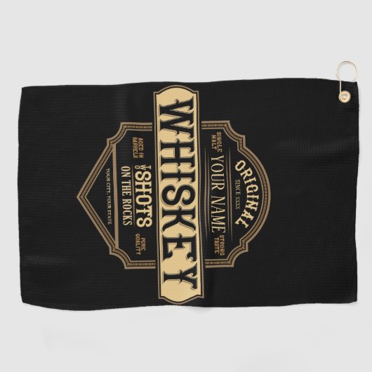 Personalized Whiskey on the Rocks Liquor Label Bar Golfhandtuch (Horizontal)