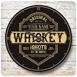 Personalized Whiskey on the Rocks Liquor Label Bar Große Wanduhr<br><div class="desc">Personalisierter Whiskey auf dem Rocks Liquor Label Bar design.. Perfekte Ergänzung zur Männerhöhle (oder Frauenhöhle!) Passen Sie Ihren Namen oder Ihren benutzerdefinierten Text an!</div>