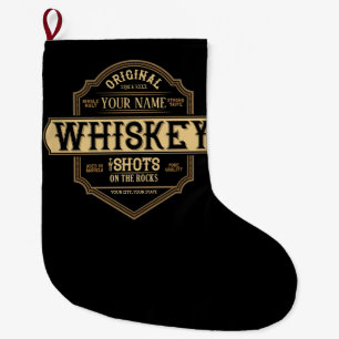 Personalized Whiskey on the Rocks Liquor Label Bar Großer Weihnachtsstrumpf