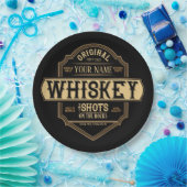 Personalized Whiskey on the Rocks Liquor Label Bar Pappteller (Party)